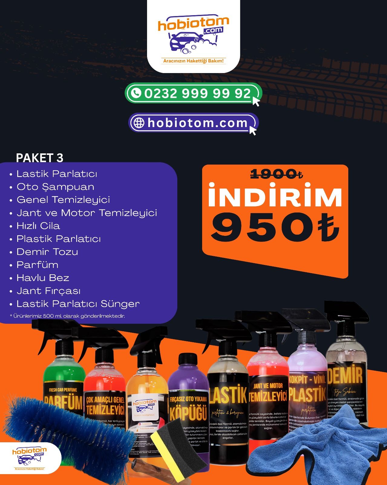 HOBİ OTOM ARAÇ BAKIM SETİ %50 İNDİRİMLİ 3. PAKET