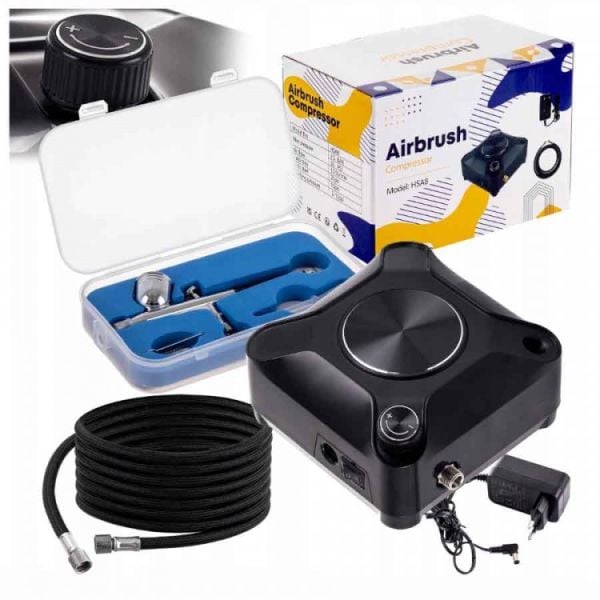 Air Brush Rötuş ve Mini Boyama Tabancası ( 0.3 mm ) + Kompresör Seti
