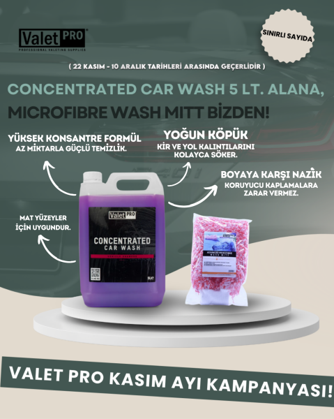 Valet Pro Concentrated Car Wash 5lt. Şampuan Alana Wash Mitt Yıkama Eldiveni Hediye